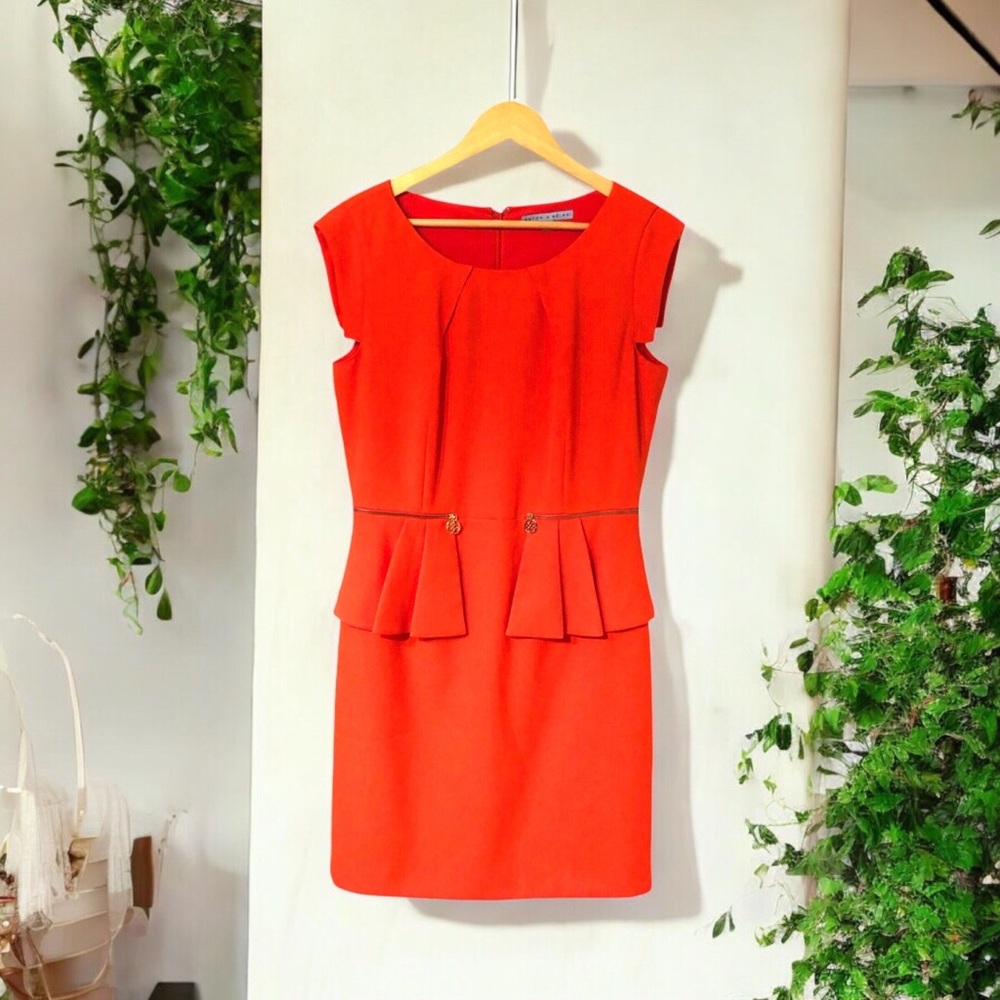 Antonio Melani Bright Orange Peplum Sheath Dress